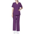 thumbnail image 2 of Hanen Basic Scrub Set for Women - Slim V-Neck Scrub Top & Multi Pocket Skinny Cargo Scrub Pants, 2 of 4