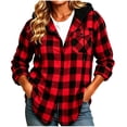 thumbnail image 3 of Ihhxva Women's Cotton Tops Hooded Plaid Shirt Button Front with Pockets Fit Flannel Hoodie Casual Long Sleeve Relaxed Oversized Style for Fall Winter S-2XL, 3 of 6