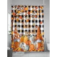 thumbnail image 5 of Fall Shower Curtain Gnome Pumpkin Shower Curtains for Bathroom Thanksgiving Decor, Waterproof Polyester Shower Curtain Set with Hooks, Stall Long 36" x 72" Maple Leaves Berry Black Plaid, 5 of 6