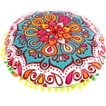 thumbnail image 3 of Indian Vintage Ethnic Style Pillow Case Mandala Bohemian Floral Printed with Tassels Ball Cushion 17*17 Inch, 3 of 3