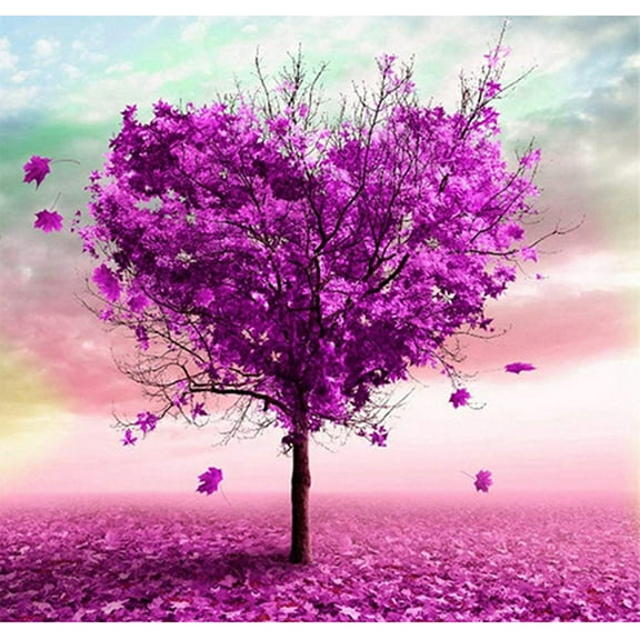 Cixno 5D Diamond Painting Kits, DIY Diamond Painting Round Full Drill Crystal Rhinestone Mosaic Art, Pictures Arts Craft for Home Wall Decor (Landscape Tree 30x30cm )