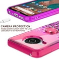 thumbnail image 5 of Spy Case for T-Mobile Nokia X100 Ring Kickstand Liquid Glitter Diamond Phone Case Cover w/Tempered Glass Screen Protector - Hot Pink/Purple, 5 of 5