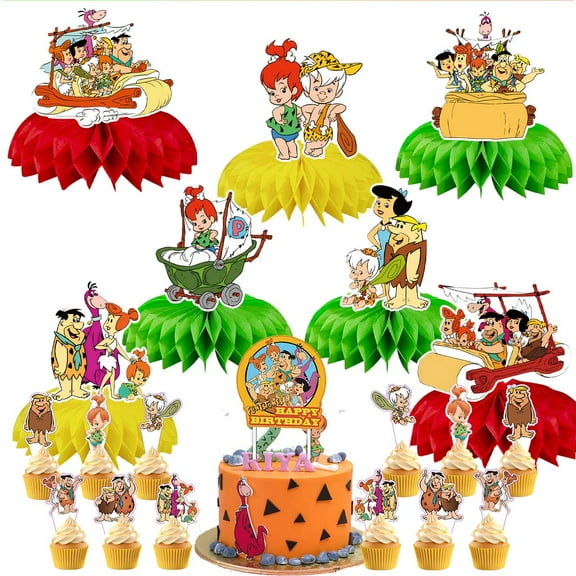 Flintstones Party Decor Supplies Honeycomb Centerpieces Table Toppers Cake Toppers Decorations for Birthday