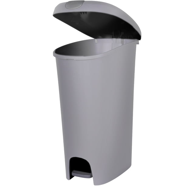 Hefty Kitchen Trash Can, 12 Gallon Plastic Slim Step Garbage Bin