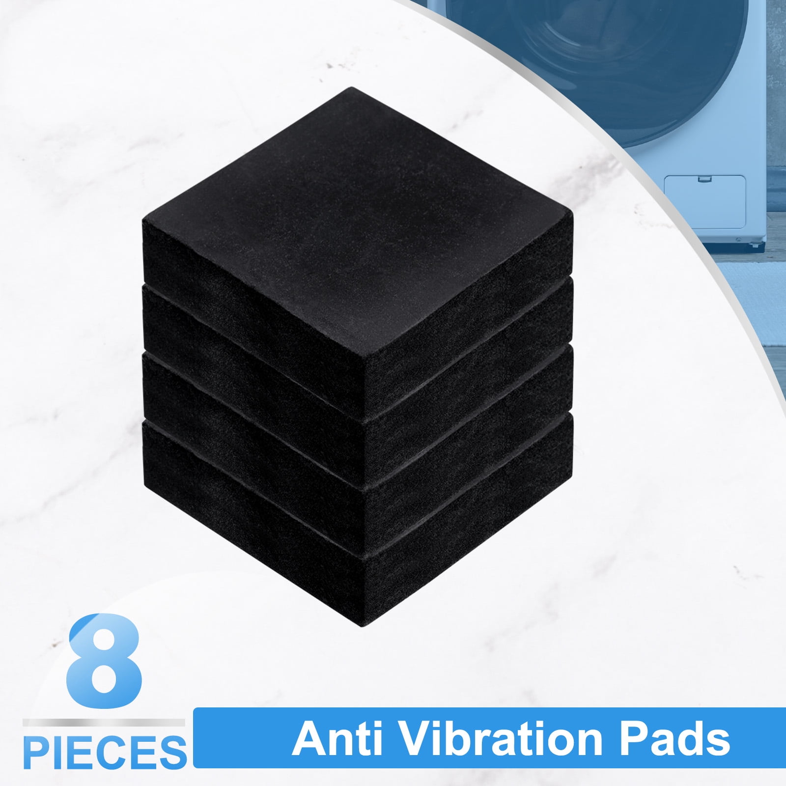 Uxcell 8 Pack Rubber Anti Vibration Pads, 2" x 2" x 0.6" Square Rubber Shock Absorbing Washer Pads, Non-Skid Protector Mat for Washer Dryer Air Conditioner Compressor