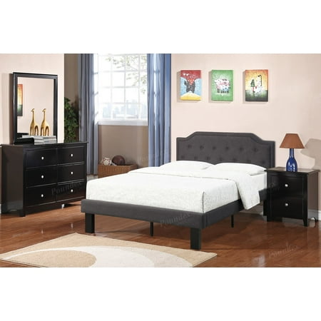 Ash Modern Bed - Modern Polyfabric Upholstered Arched Shaped and Accent Tufts Trimmed Twin Size Bed in Ash Black
