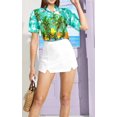 thumbnail image 5 of LA LEELA Button Down Shirt for Women Casual Summer Beach Party Blouse Shirt Hawaiian TShirts Short Sleeve Vacation Shirts Blouses for Women M Sea Flamingo, Autumn Green, 5 of 6