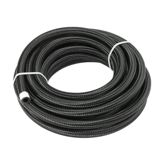 AN6 3/8" 25ft CPE Fuel Line Hose Nylon Stainless Steel Car Engines Braided Tube Black