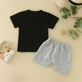 thumbnail image 5 of Toddler Boys Girls Short Sleeve Letter Printed T Shirt Tops Shorts Outfits Boys Girls Summer Crop Set 1 to 3 Years, 5 of 7