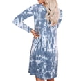 thumbnail image 3 of Gvmfive Women's Tie Dye Print Long Sleeve Juniors Round Neck Casual Loose Mini Dress, 3 of 4