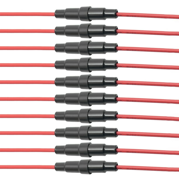 Soporte de línea de alambre Portafusibles de vidrio de impacto rápido, 10 Uds., 22AWG, 5x2 0mm/6x30mm, piezas de automóvil