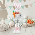 thumbnail image 6 of Tall Standing Easter Bunny Plush Stuffed Animal with Extendable Body Soft Fabric Gnome Doll for Spring Home Decor,Shelf Display,Holiday Gift and Seasonal Celebration Accent in Pink and Green, 6 of 7