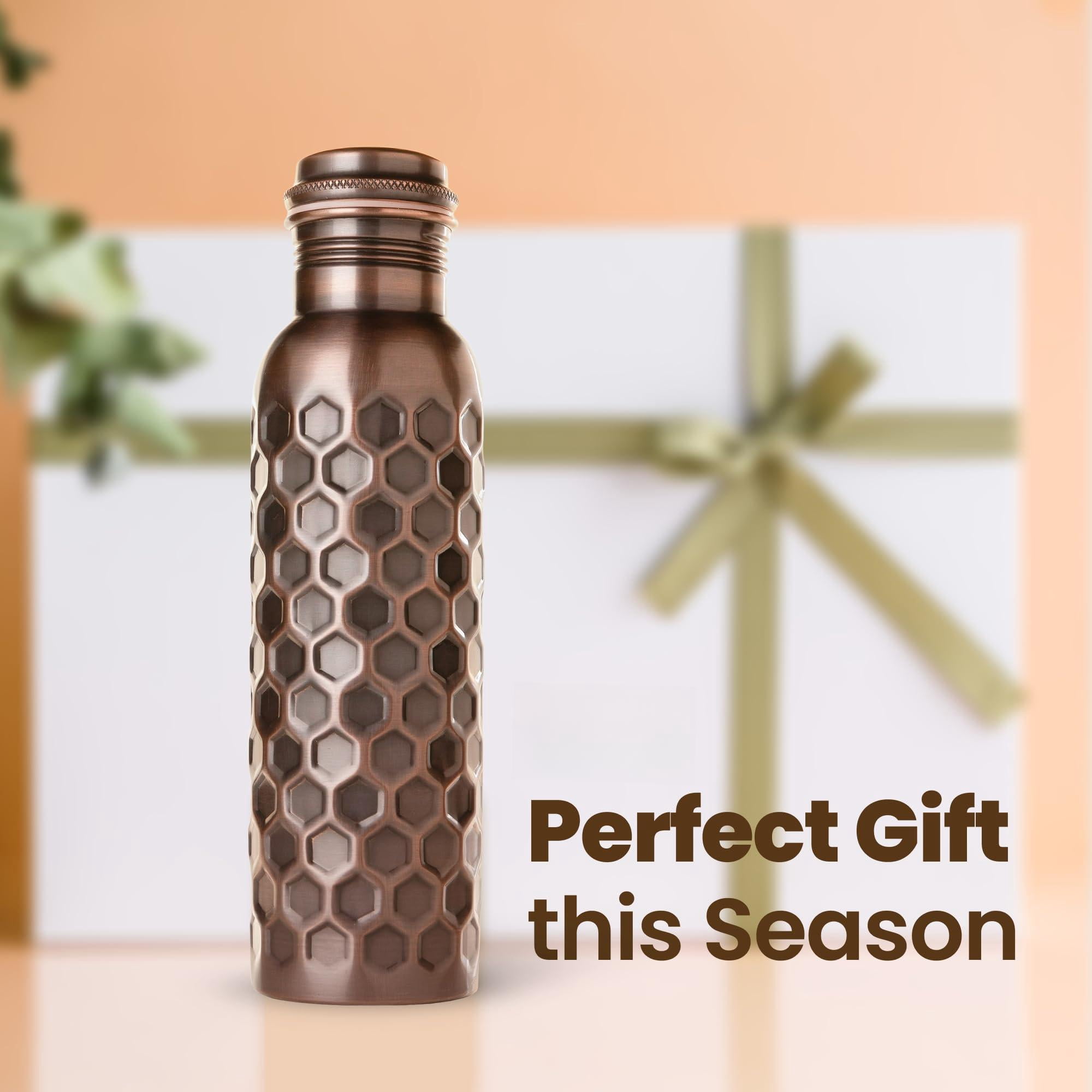 Copper Water Bottle For Drinking  34 Oz Antique Black - Stay Hydrated And Enjoy Ayurvedic Benefits Leak-proof Temperature Retention Design Durable