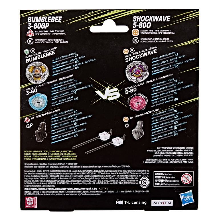 Beyblade X and Transformers Collab, Bumblebee 3-60GP vs. Shockwave