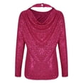 thumbnail image 6 of Feancey Deal of The Day Today Women's Sequin Dressy Tops Sparkly Glitter Long Sleeve T Shirts Cocktail Party Backless Elegant Tunics Round Neck Loose Shiny Blouse Hot Pink XL, 6 of 7