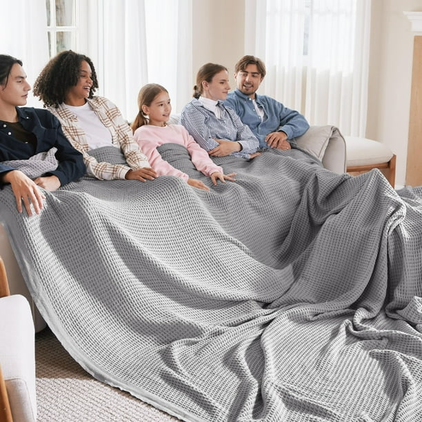 Manta Bedsure King (305 x 239 cm, algodón, tejido gofrado), color gris