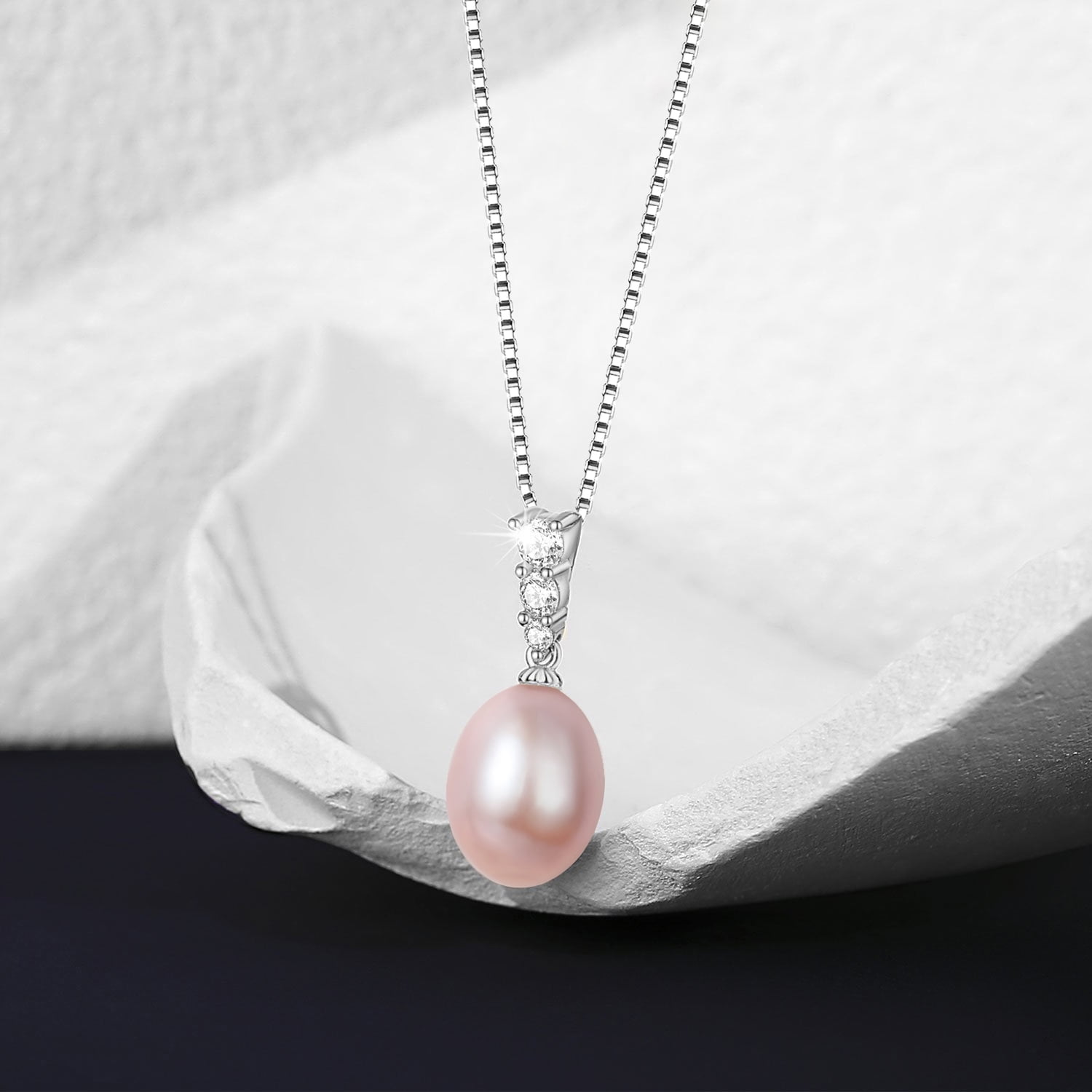 Yami 9-10mm Purple Elegant Edison Freshwater Pearl Drop Pendant Necklace with Real Gold Plated 925 Sterling Silver