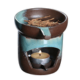 thumbnail image 4 of Rustic Ceramic Wax Melt Warmer with Removable Ceramic Bowl Tealight Candle Oil Burner for Essential Oils Vintage Aromatherapy Diffuser Home Decor Blue, 4 of 8