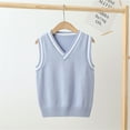 thumbnail image 2 of Mercatoo Knitted Vests for Boys Girls V Neck Sweater Vest Sleeveless Crop Tops Pullover Knitwear School 𝗨niform Clothes, 2 of 9