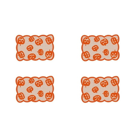 

PUIYRBS Haunted Mansion Halloween Decorations Halloween Pumpkin Head Lace Placemat Orange Party Table Decoration