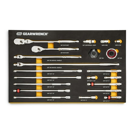 

Gearwrench Ratchet And Drive Tool Set 3/8 90T With Eva Foam Tray 21Pc