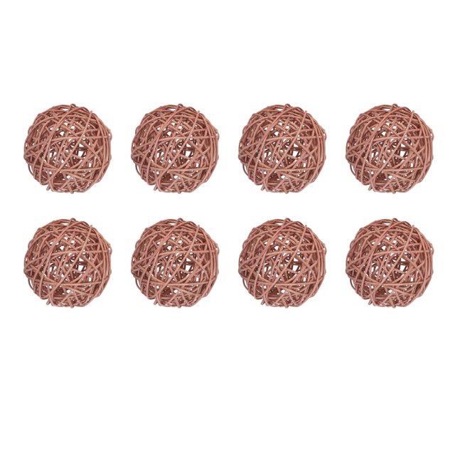 Unique Bargains 8 Pcs Wicker Rattan Balls 3.9 Inch Rattan Decorative Balls for Vase Fillers Craft Home Decor Brown
