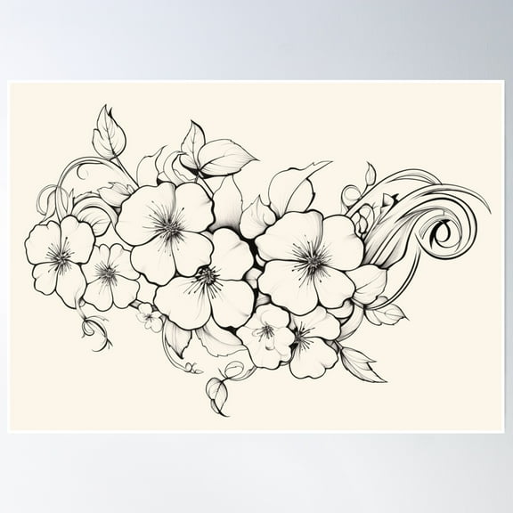 Minimalist Aesthetic Floral Design – Line Drawing Vibes Poster Wall Art, Modern Wall Decor, 8x12 UNFRAMED