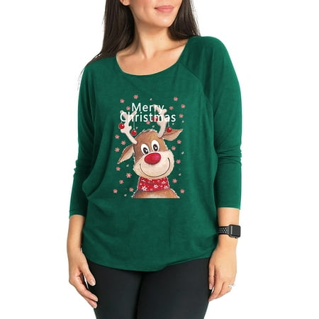 

JustVH Women Christmas Cute Elk-Print Maternity Tops Loose Breastfeeding T-Shirt