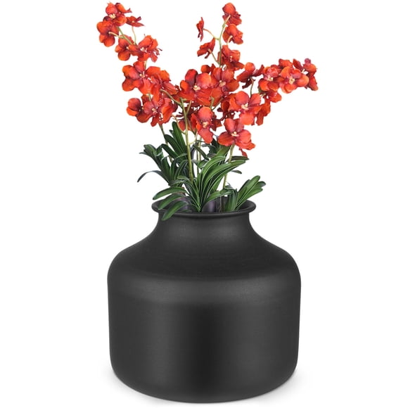 UPOUART Indoor Flower Vase Iron Decorative Container Black 1Pack
