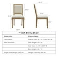 thumbnail image 6 of French Country Dining Chairs Set of 2, Cream Kitchen & Dining Room Chairs Set of 2, Ivory Linen Upholstered Dining Chairs, Wood Legs, High Back, Sillas De Comedor (Fabric, Beige, 2Pcs), 6 of 11