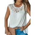 thumbnail image 3 of DYMADE Womens Summer Basic Tops Crew Neck Sleeveless Loose Lace Pullover Tank Tops, 3 of 3