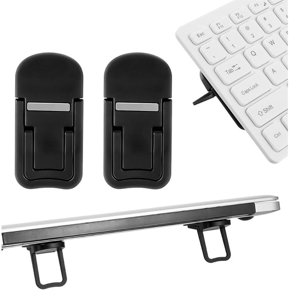 NOGIS 2 Pcs Mini Keyboard Riser,Dual Adjustable Keyboards Feet Portable Foldable Laptop Raiser Keyboards Stand Self-Adhesive Keyboardes Lift Keyboard Holder Desk Accessories for Most Keyboardes