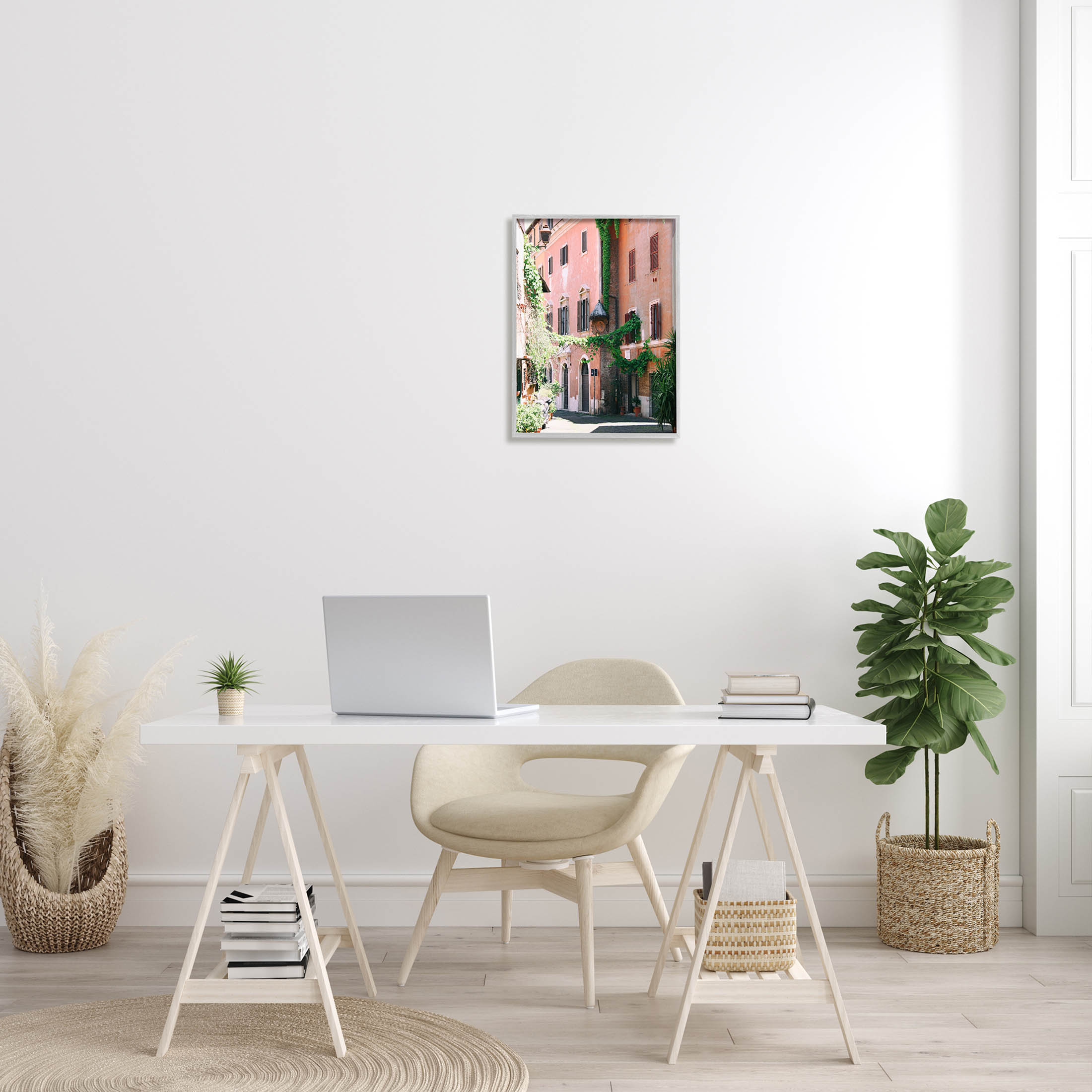 Neighborhood Ivy Vines Architecture Town & City Photograph Gray Framed Art Print Wall Art