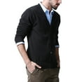 thumbnail image 2 of Matchstick Men's Basic Long Sleeve V Neck Cardigan Cotton Knitted Sweater with Ribbing Edge (M-4XL), 2 of 5