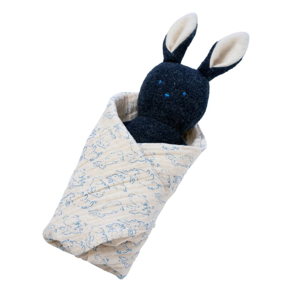 Manhattan Toy Embroidered Plush Bunny Baby Rattle Soft Cotton Burp Cloth, 16 x 16 Inches