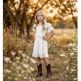 thumbnail image 3 of 2Bunnies Girls' 4T-6yr Vintage Boho Rustic Puff Sleeve Textured Ruffle Dress, 3 of 6