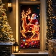 thumbnail image 5 of Glow in the Dark Christmas Door Curtain, Printed Santa and Reindeer Door Cover with Hanging Cord, Holiday Party Decoration, 70.9 by 35.4 Inches, 5 of 6