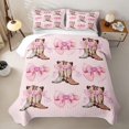 thumbnail image 2 of Western Cowgirl Twin Quilt Set for Girls, Kawaii Bowtie Boots Twin Coverlet Set, 2pcs 1 Quilt and 1 Pillowcase, 2 of 7