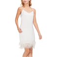 thumbnail image 1 of Vestido de Cóctel Vince Camuto con dobladillo de plumas para mujer blanco roto 8, 1 of 2