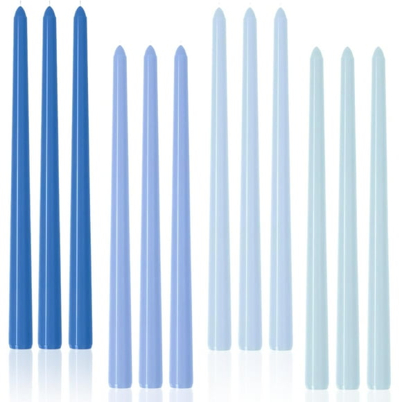 Candle LPUSA, 30 cm, azul degradado, sin perfume, sin humo, juego de 12