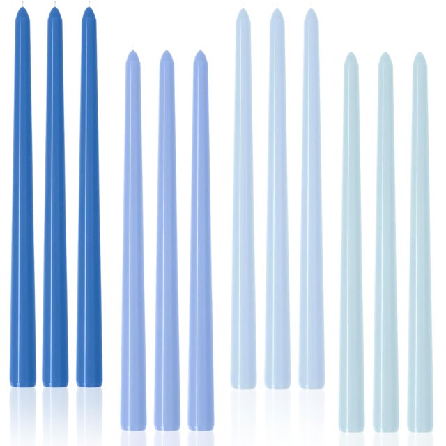 Candle LPUSA, 30 cm, azul degradado, sin perfume, sin humo, juego de 12