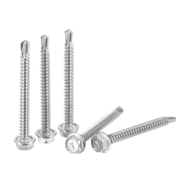 Tornillos autoperforantes con cabeza hexagonal Uxcell #10 x 1 31/32" de acero inoxidable 410, paquete de 50