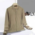 thumbnail image 2 of YLSDY Men's Graceful Lapel Zipper Closure Sun Protection Tops Ice Silk UPF50+ Hoodless Summer Beach Leisure Sumwear Coat Army Green L, 2 of 4