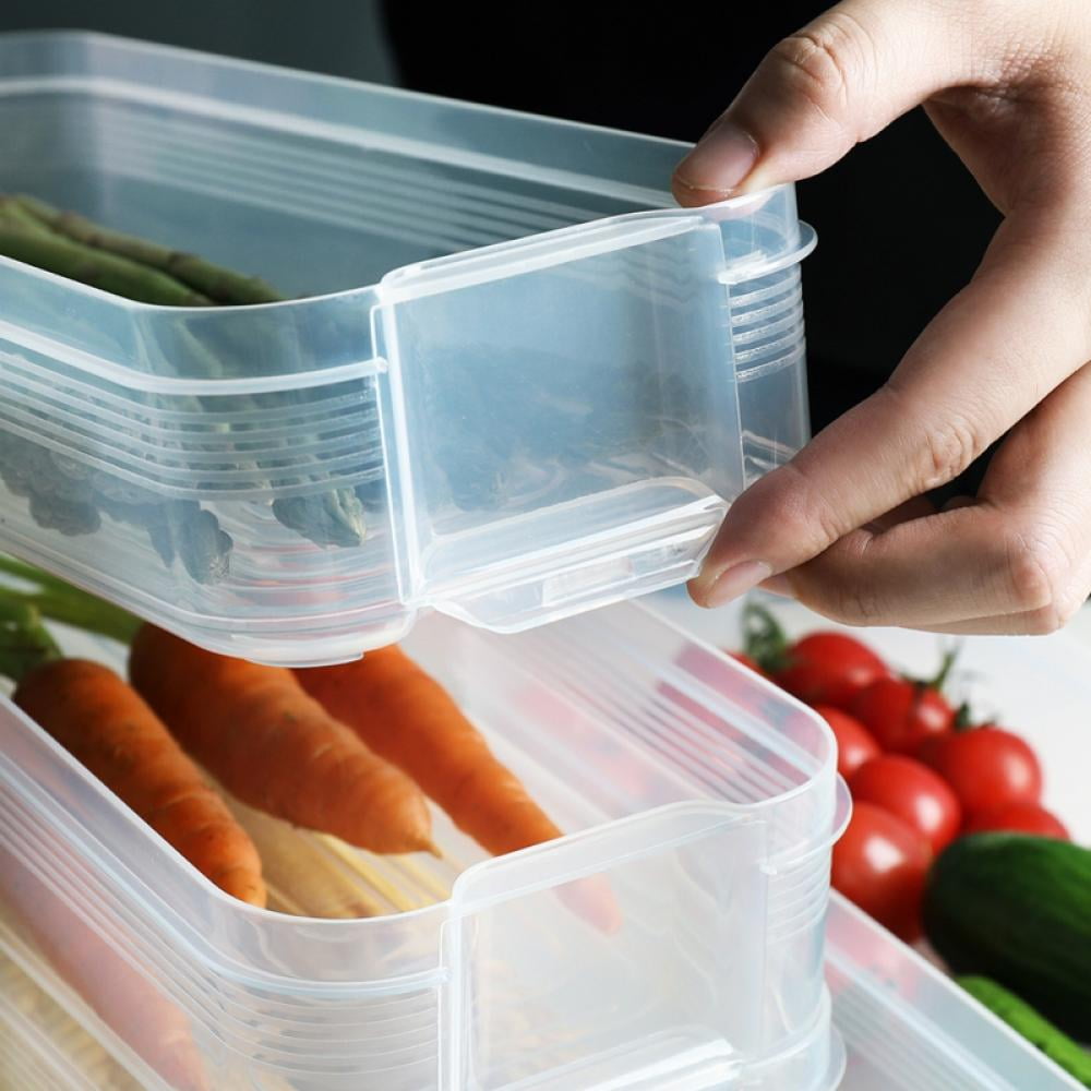 Refrigerator Food Storage Containers, Lettuce Keeper Large Produce Saver Stackable Container with Lids, Clear Veggie Fruit Salad Lettuce Container