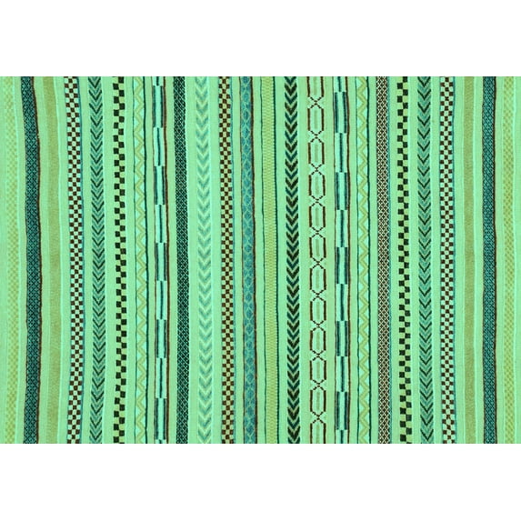 Ahgly Company Indoor Rectangle Abstract Turquoise Blue Modern Area Rugs, 2' x 5'