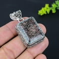 thumbnail image 2 of Natural Black Rutile Gemstone Handmade 925 Sterling Silver Jewelry Pendant 1.97", 2 of 2