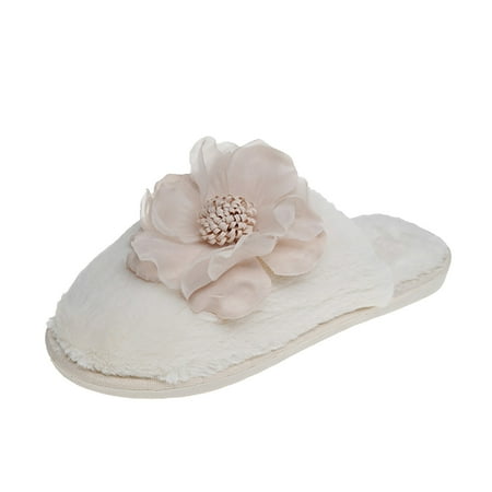 

fvwitlyh Slippers for Women Slippers for Elderly Women Ladies Fashion Solid Color Flower Decorative Fluffy Comfortable Electric Slippers for Women