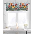 thumbnail image 2 of Faux Linen Valances for Windows Newspaper Art 3D Flower Printing Pattern Curtains Valance Light Filtering Rod Pocket Small Window Treatment for Kitchen Living Room Bedroom 42x12In, 2 of 6