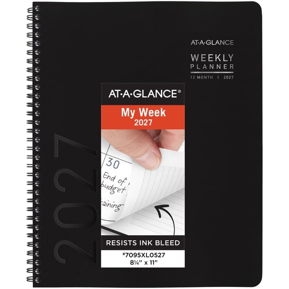 AT-A-GLANCE Contemporary Lite 2027 Weekly Monthly Planner Black Large 8 14 x 11