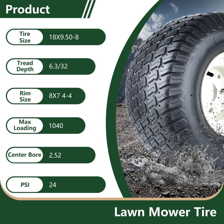 Hi-Run 2 Set SU05 18X9.50-8 4PR Lawn and Garden Tire on 8X7 4 Lug
